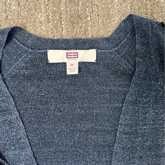 E3 by Etcetera Women Blue Linen Cardigan Button Cold Sleeve Medium - Picture 8 of 9